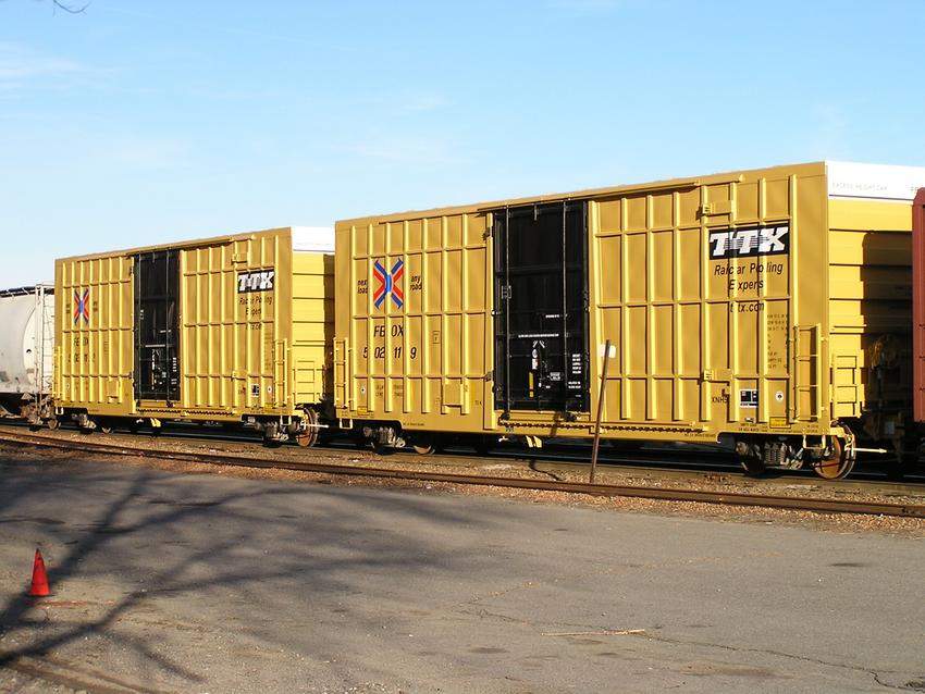 Photo of These are freshly painted Railbox Cars that have arrived in Waterville, Maine.