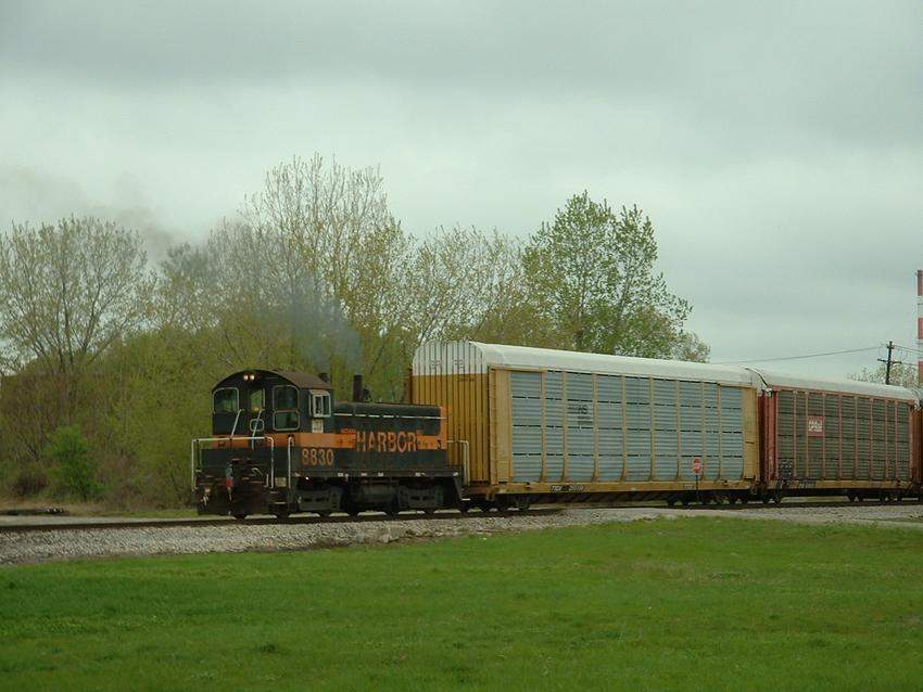 Photo of IHB NW2 switches autoracks at Gibson, IN.