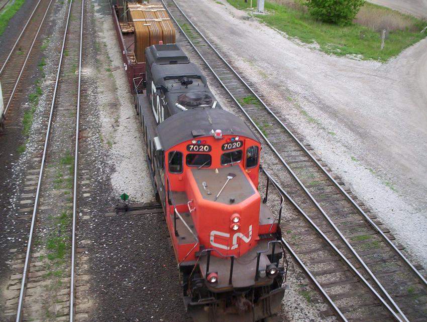 Photo of CN GP9u #7020 in Sarnia Ontario