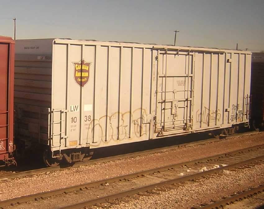 Photo of California Zephyr, day 2 - an ex-CDAC boxcar near Denver, CO