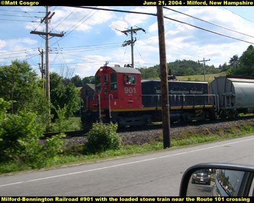 Photo of Milford-Bennington 901 with a loaded stone train