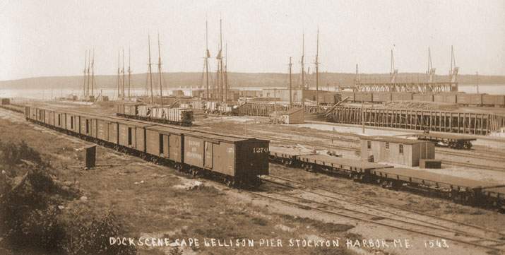 Photo of The BAR rail yard at the Cape Jellison Docks c1910, Stockton Springs, ME