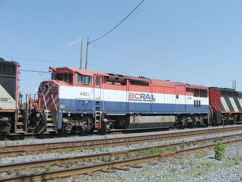 Photo of BC Rail 8-40CM 4621 in a CN eastbound consist, Ville Lemoyne, Quebec.