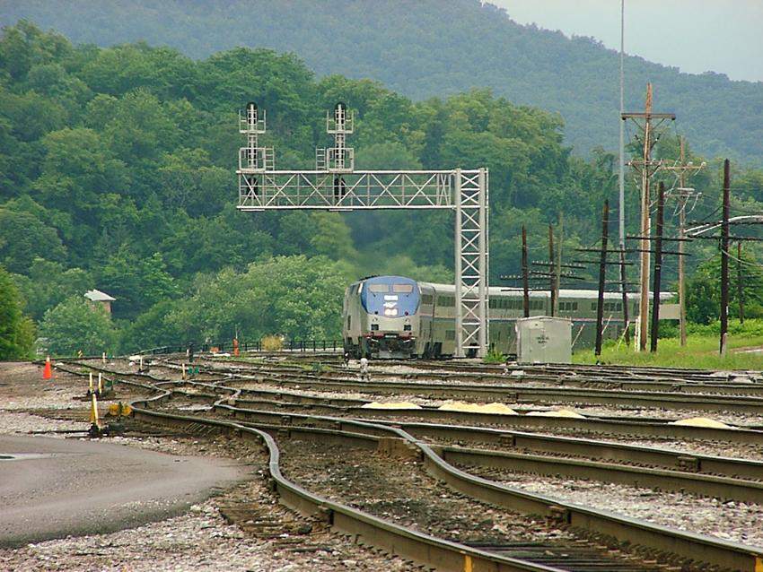 Photo of Amtrak #4 Leads PO30 Through Cumberland, MD