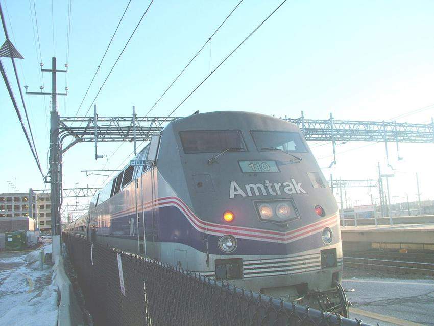 Photo of Amtrak P42DC 110 arrives at New Haven