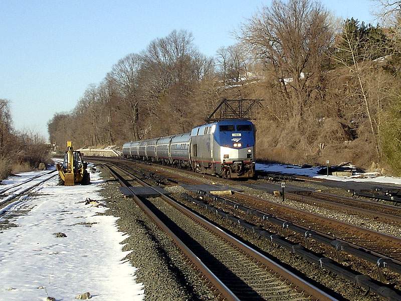 Photo of Amtrak locomotive 701 bound for Penn Station at Riverdale, The Bronx