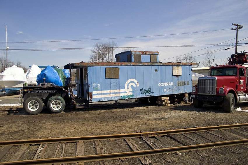 Photo of Conn. Eastern's caboose readys for trip.