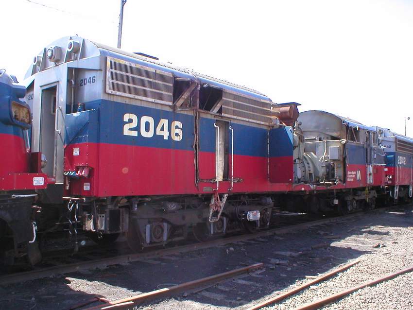 Photo of rear shot of the 2046 after beginning to be scrapped in Croton East yard.