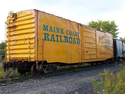 Photo of Maine Coast RR Boxcar part of Guilford Rail Steel Work Train.