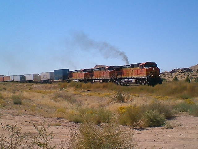 Photo of Eastbound BNSF intermodal train east of Kingman,AZ.