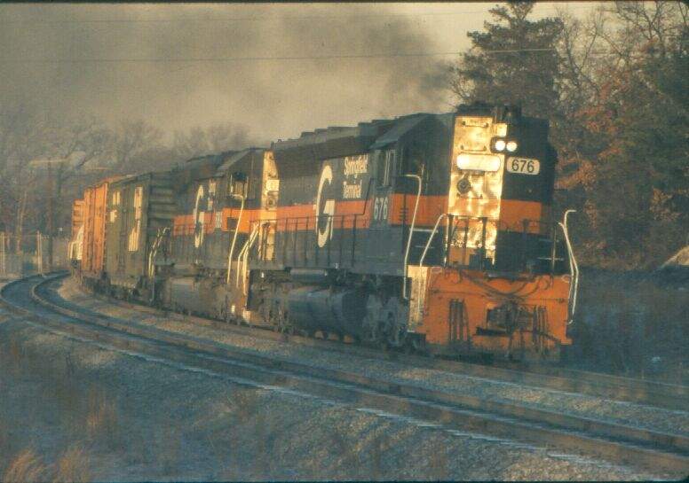 Photo of ST SD45 #676 On Eastbound Freight Ayer 1989