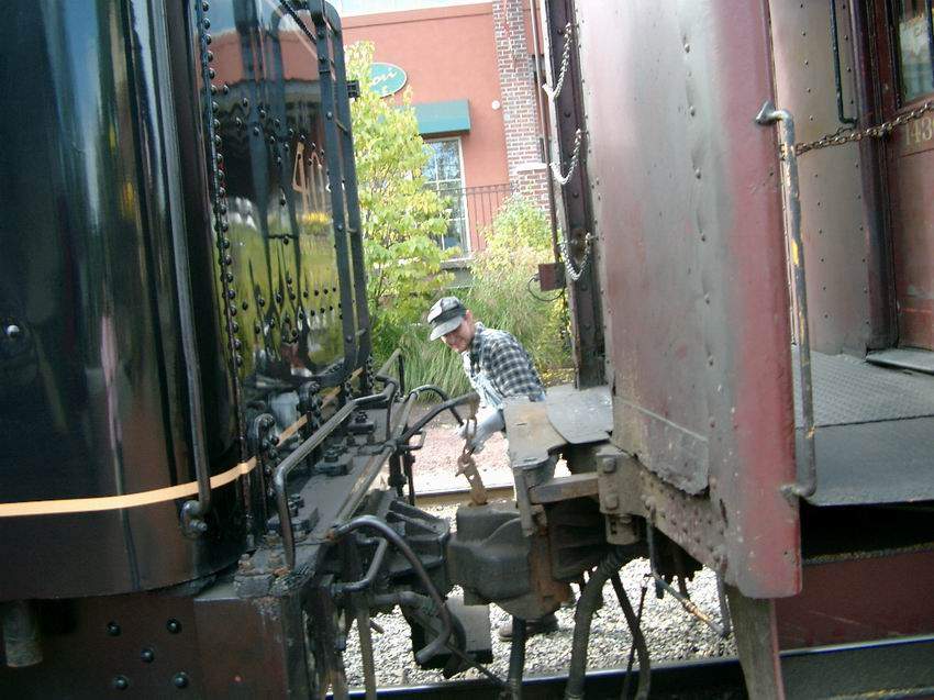 Photo of Fireman Chris on # 40 Steam locomotive.
