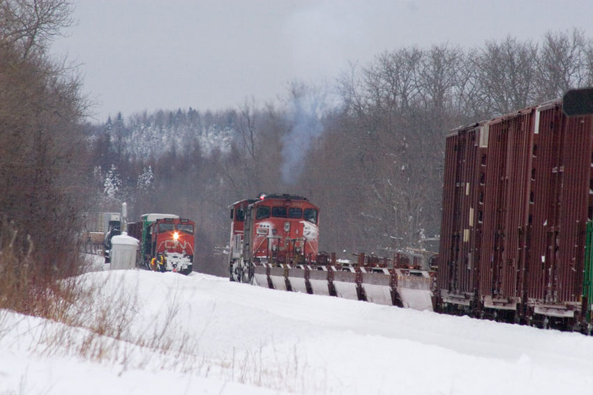 Photo of CN 149 in position at meet with CN 150 at St. Leonard