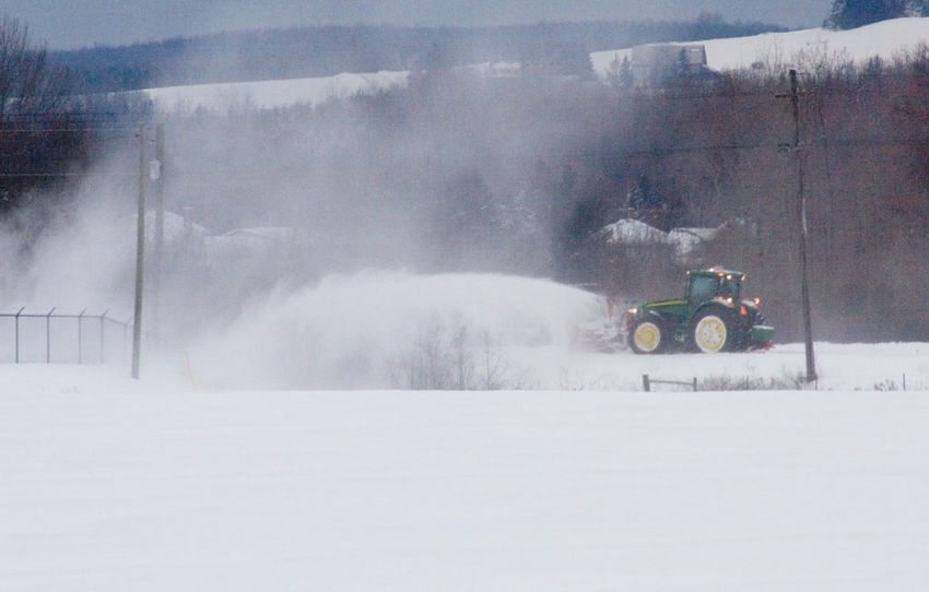 Photo of A local farmer is snow blowing the wye at St. Leonard NB