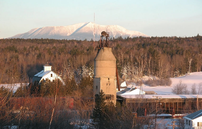 Photo of Coal tower in Millinocket Yard with MT. Katahdin in the Background