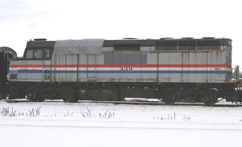 Photo of Amtrak 339 in the deadline at Derby