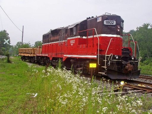 Photo of 1802 with the Difco dump car south of Lenoxdale