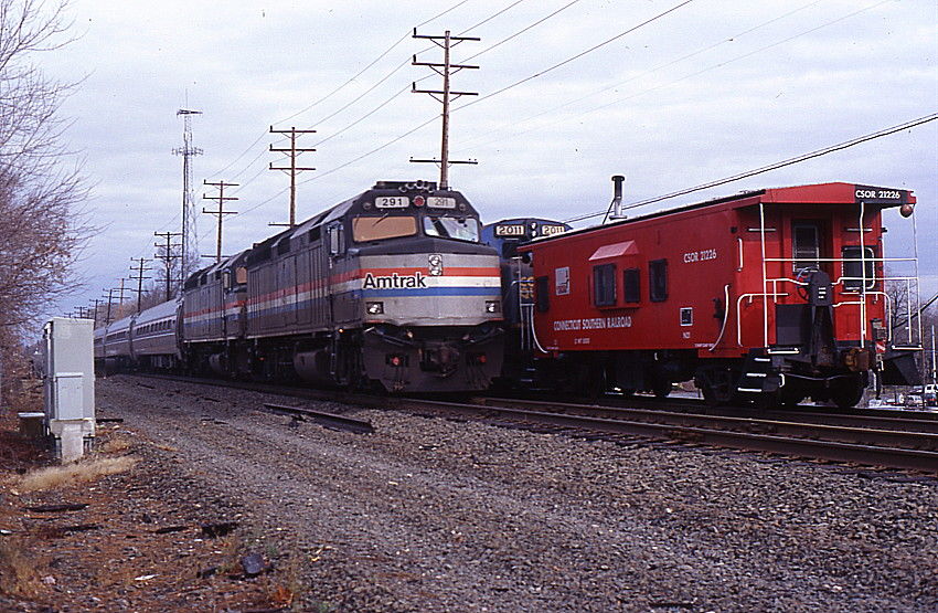 Photo of CSOR caboose hop meets Amtrak # 145