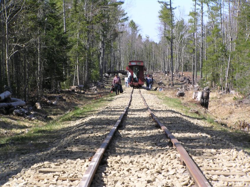 Photo of Work Train Picking Up on Finished Track