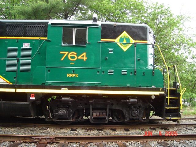 Photo of Close-up of cab of newly-delivered Maine Eastern GP-9 #764