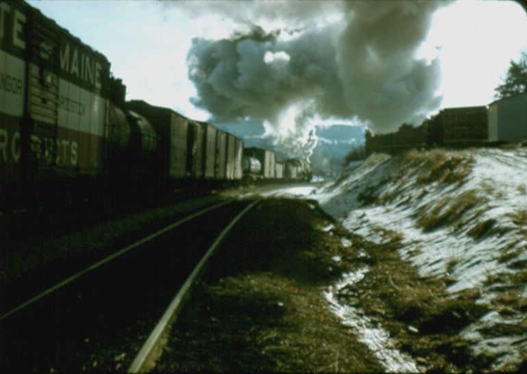 Photo of Freight pulled by loco # 707  Feb 1957 Randolph, VT