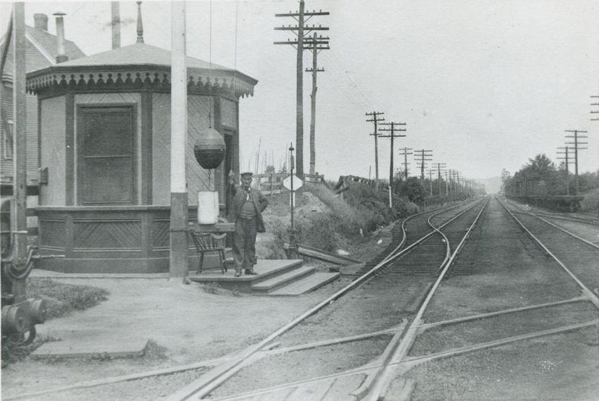 Photo of Maine Central RR, Allen Ave, Portland about 1890.