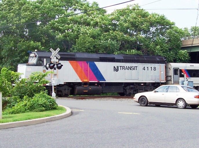 Photo of NJT 4118 crossing a road...
