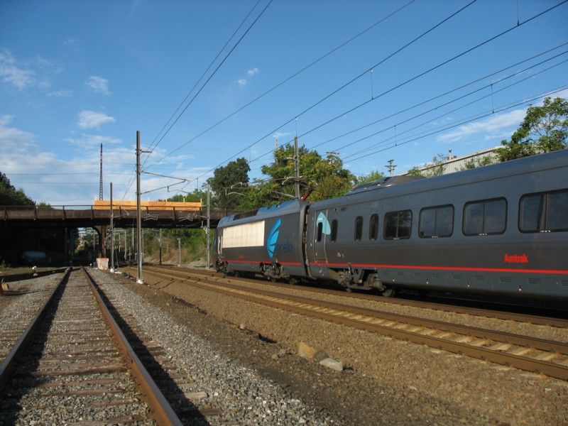 Photo of A southbound Acela passes the Pawtucket yards (Boston Railway Terminal)