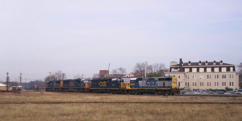 Photo of CSX engines awaiting departure