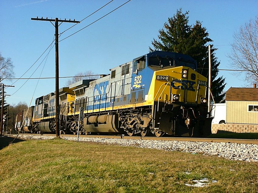 Photo of CSX #522 Passes Mile Post 215 at Meyersdale, PA