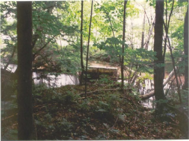 Photo of Abutment where trestle to knitting mill crossed Stevens Brook