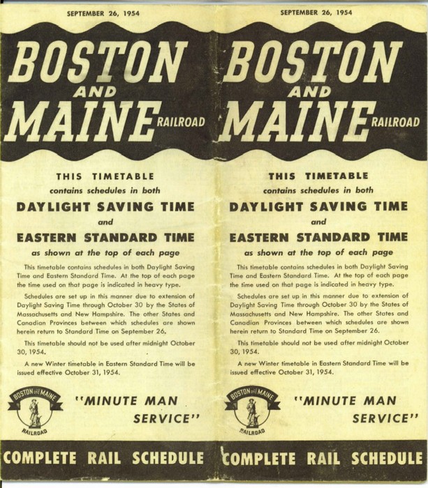 Photo of BOSTON & MAINE - TimeTable