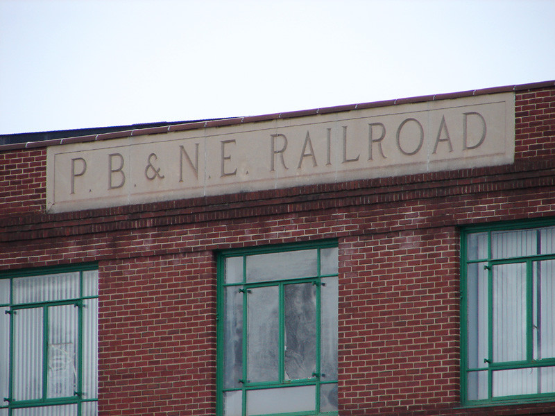 Photo of Close-up of Name on Philadelphia, Bethlehem and New England RR Bldg.