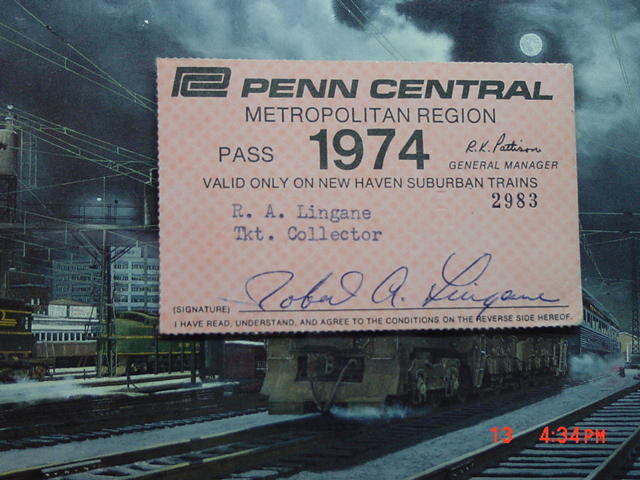 Photo of PennCentral Employees transportation pass. 1974