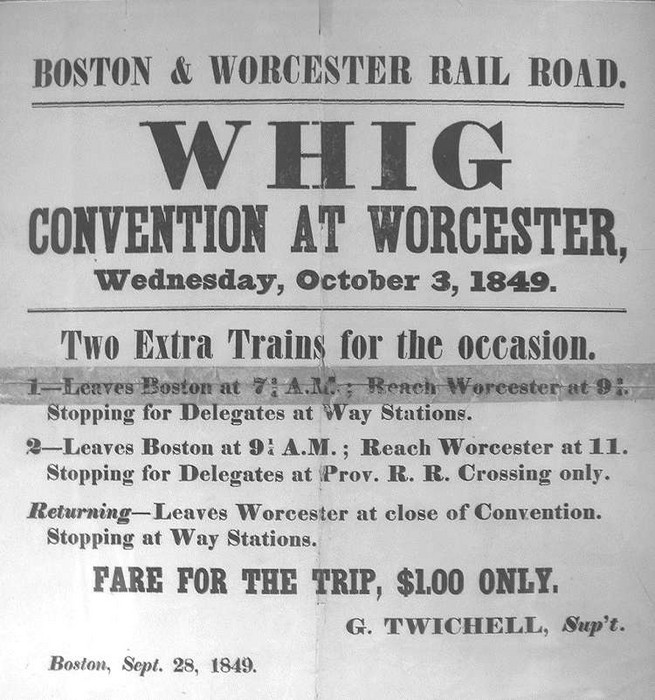 Photo of Boston & Worcester Whig Convention Poster, 1849