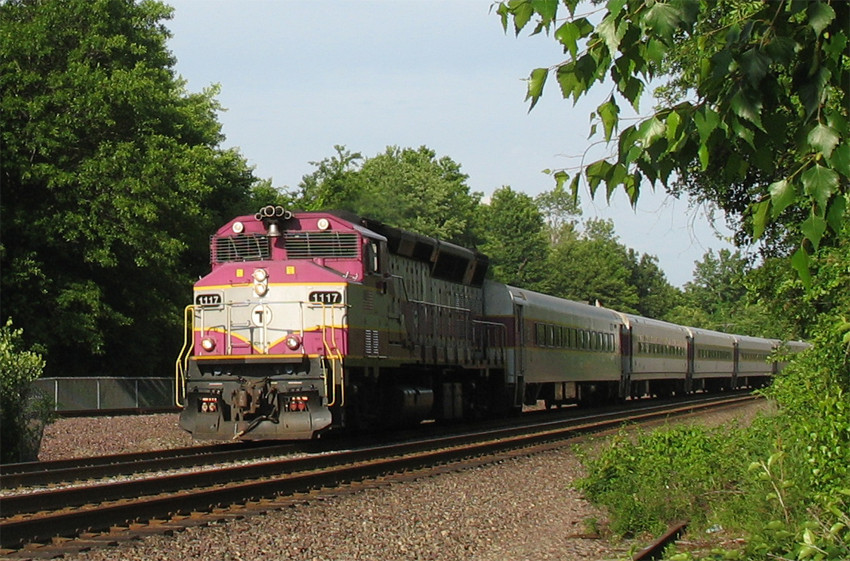 Photo of MBTA Commuter Outbound at Brighton St. in Belmont, MA on the Fitchburg Line