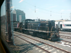 Photo of NJ Transit SW1500 #500 at the deadline in Hoboken NJ