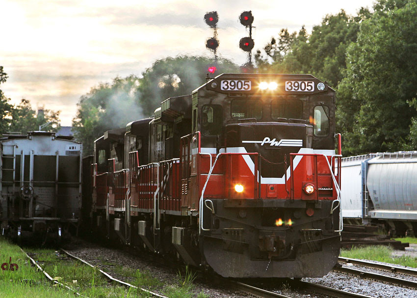 Photo of P&W unit coal train to Bow with P&W A-B-B-A lashup.