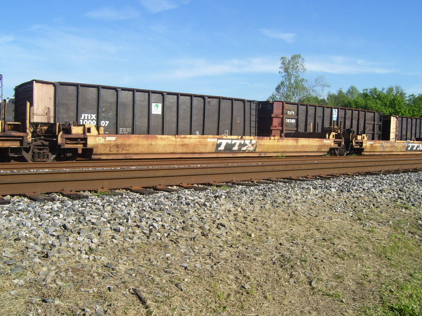 Photo of The second empty intermodal car in the yard at Nitro, WV.