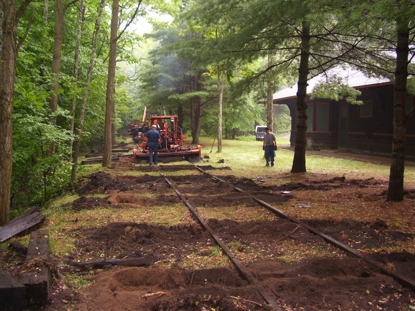 Photo of CMRR Scarifier Digs Tie Holes at Cold Brook