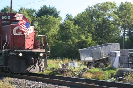Photo of cp rail with a flag onthe front
