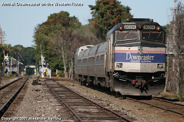 Photo of Amtrak Downeaster #691 approaches Ash Street