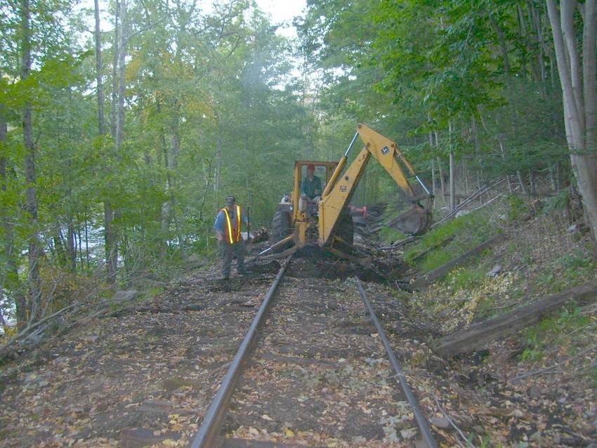 Photo of Removing ties with a Backhoe