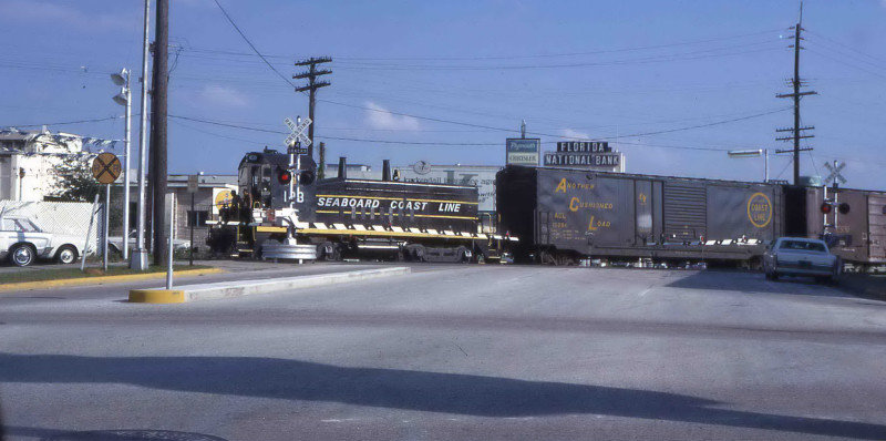 Photo of Seaboard Coast Line freight at an Orlando crossing Aug 1972