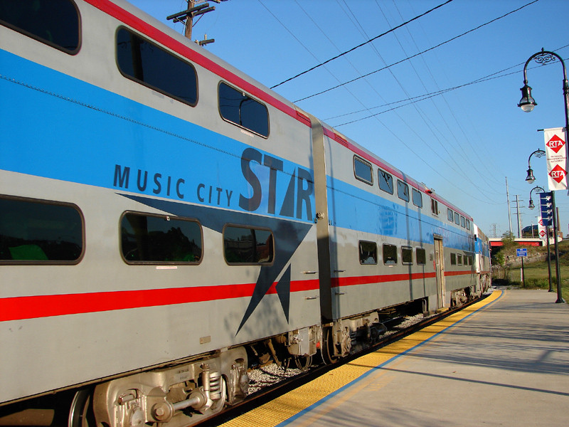Photo of Music City Star heading out from Riverfront Station in Nashville