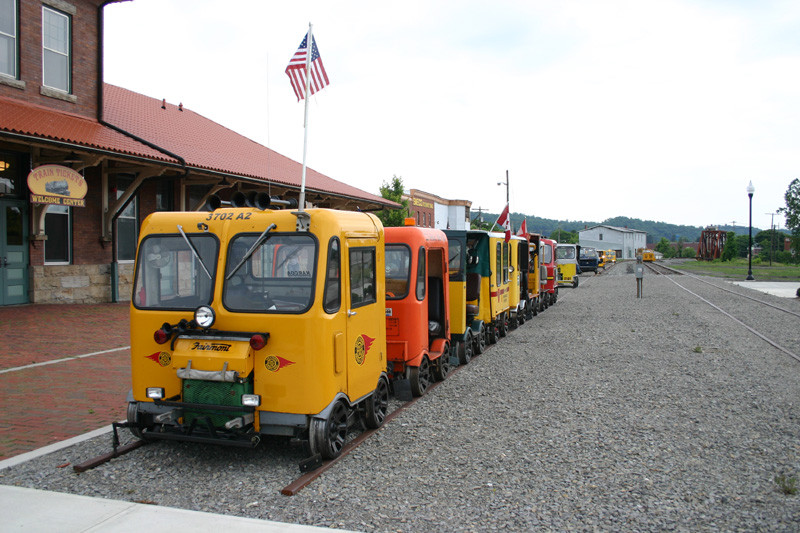 Photo of Appalachain Rail Excursions motorcars at the Elkins WV Depot