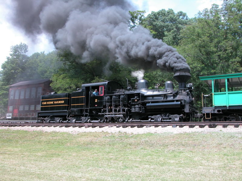 Photo of Shay #2 departing Cass Depot