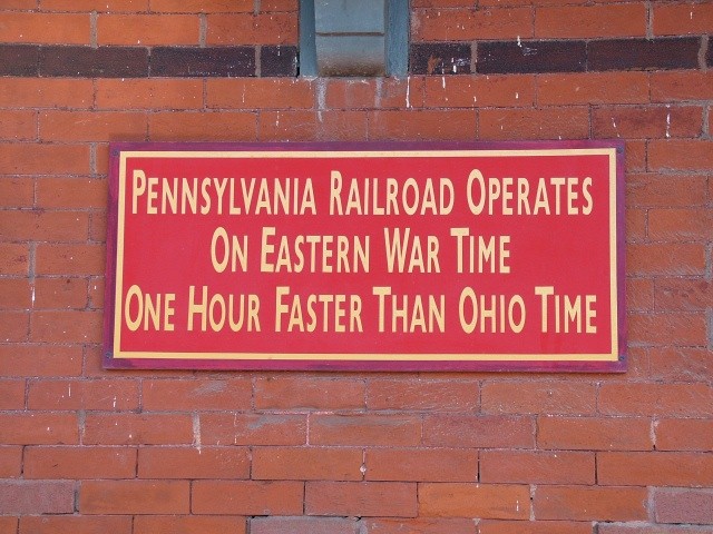 Photo of Dennison (OH) Depot Museum Time Zone Sign