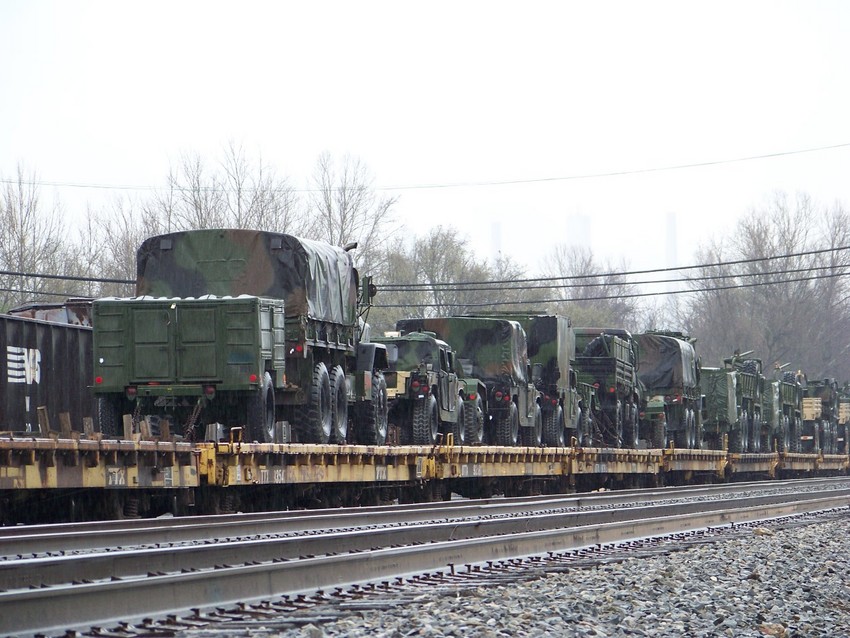 Photo of A collection of US Army equipment awaits pickup in Nitro, WV..
