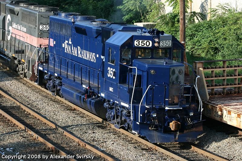 Photo of Pan Am Railways MEC 350 in new paint leads WASE through Lawrence